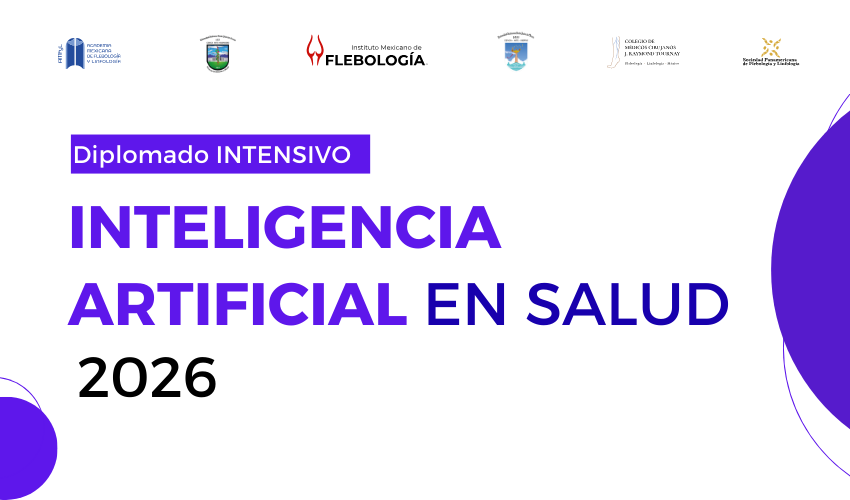BANNER IMAGEN Diplomado Intensivo en Inteligencia Artificial en Salud IA AI Taller Curso Capacitación IMF Flebología Fernando Vega - Phlebology Artificial Intelligence